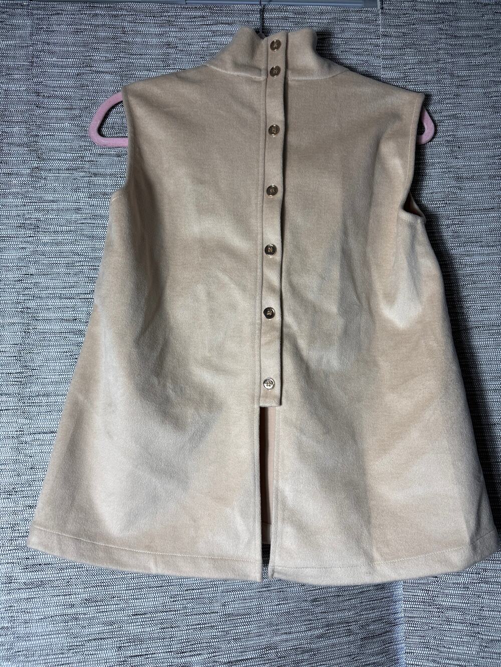 Buru Gold Button Sleeveless Top, Tan, XS